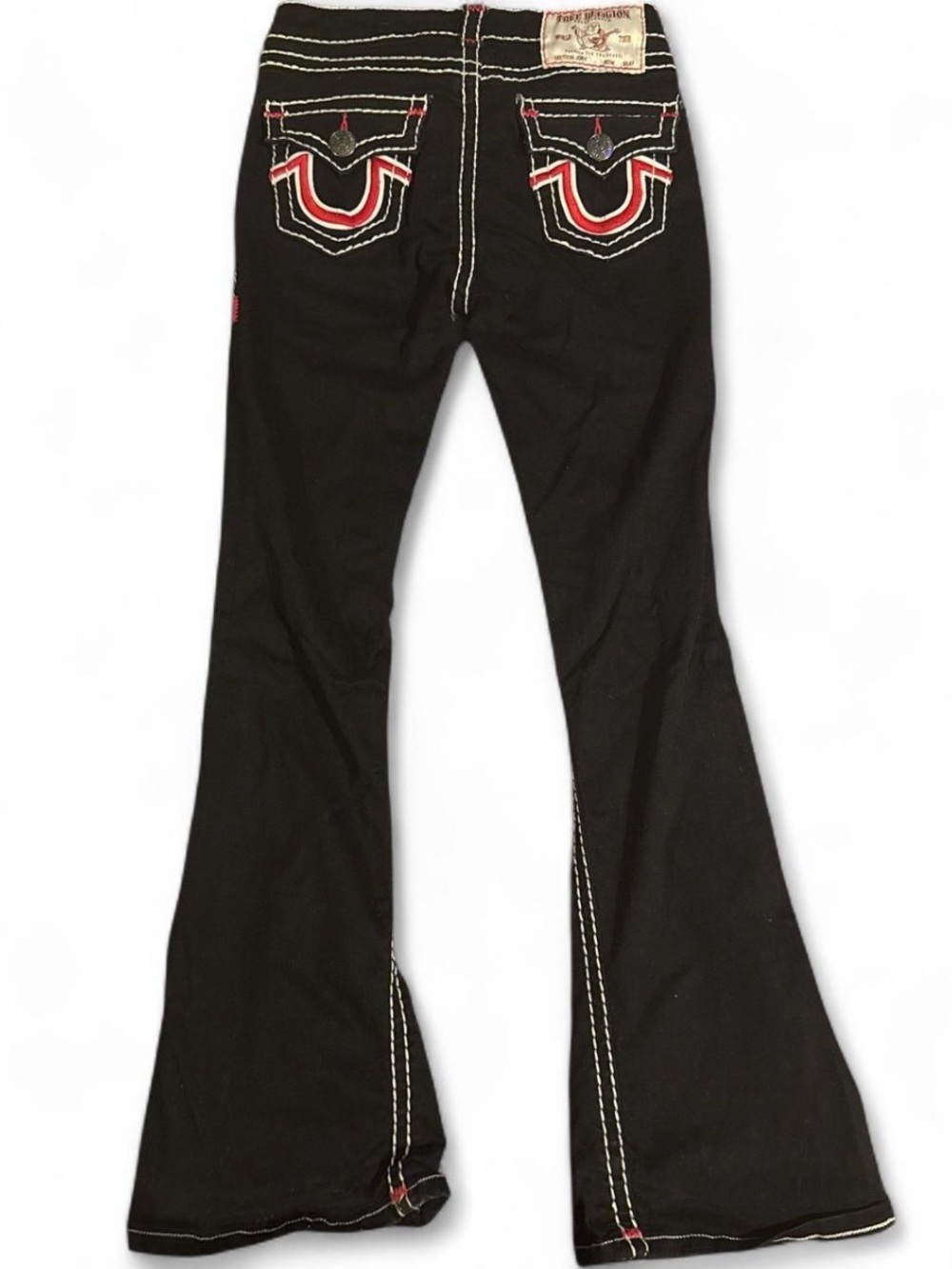 True Religion Black Flared Jeans with Contrast Stitching - Picture 5 of 5